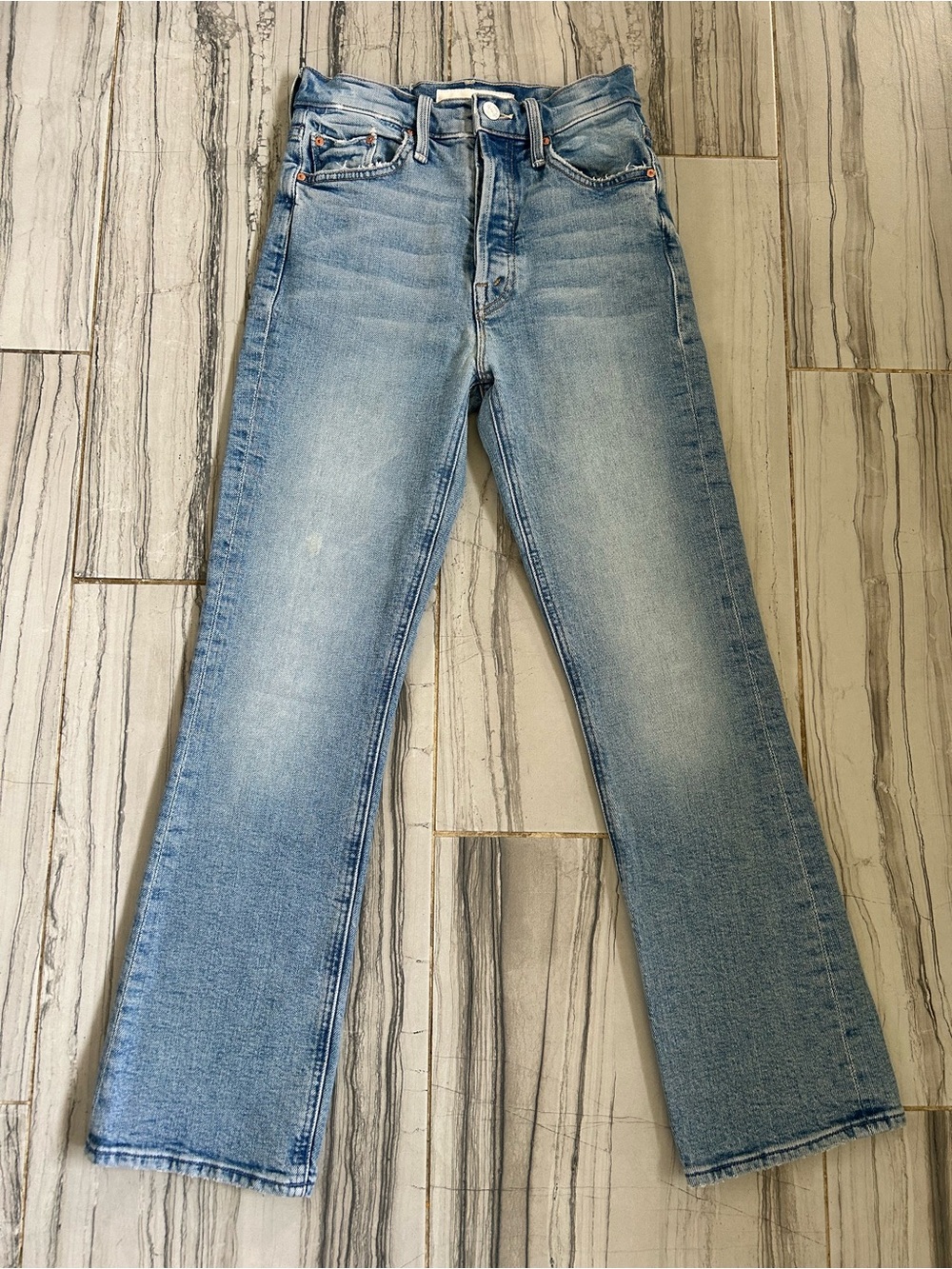 MOTHER SUPERIOR The Tripper Ankle Flare Jeans in “I Confess” Light Wash